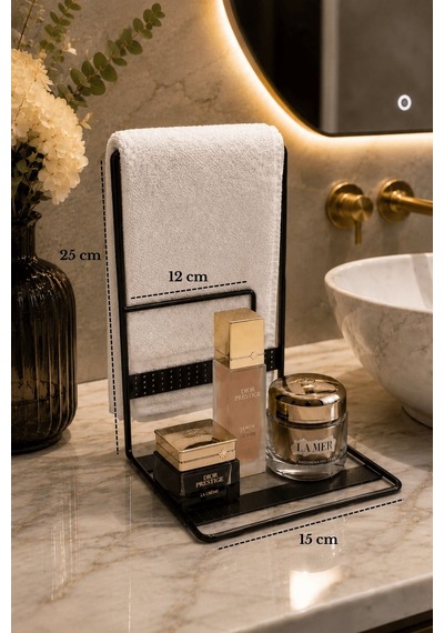 Siyah Tezgah Üstü Havluluk Ve Kozmetik & Banyo Düzenleyici