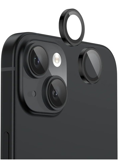 Apple Uyumlu iPhone 15 / 15 Plus Kamera Lens Koruyucu Siyah