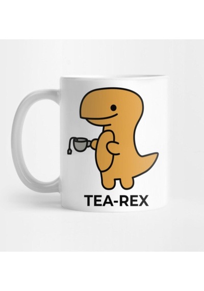 : Printhome Tea Rex Baskılı 1. Sınıf Porselen Kupa Bardak Beyaz