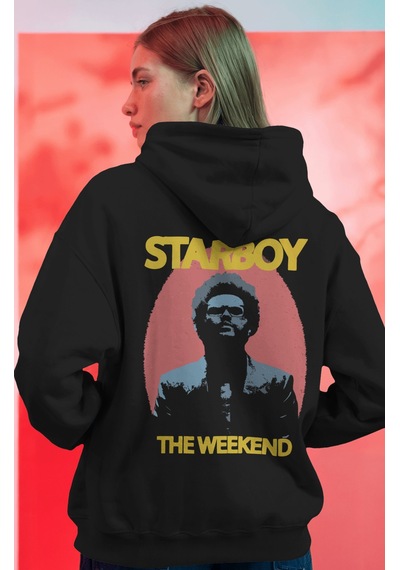 Sevbano Starboy The Weeknd Rapper Şarkıcı Sırt Baskılı Unisex Oversize Pr Siyah