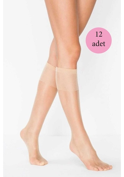 2as 12 Adet Kadın Diz Altı Parlak Fit 15 Denye Çorap Açık Ten 113 Safran