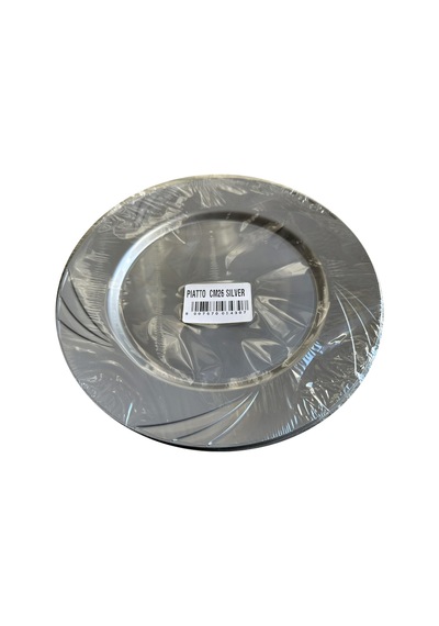 Kullan At Parti Davet Sunum Servis Plastik Sert Mika Tabak - 26 Cm. - Gümüş - 6 Adetlik 3 Paket