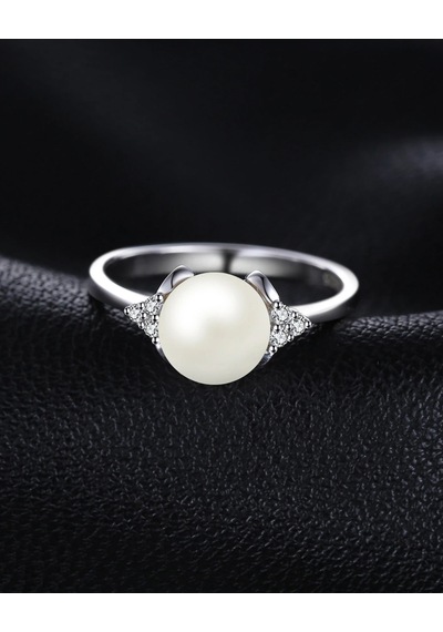 Brezza Lusso Jewelry Zarif Tasarım Diamond Model İnci Kadın Gümüş Yüzük 13