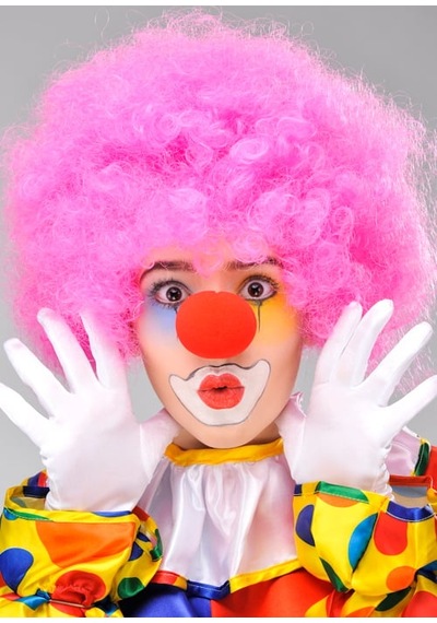 Pembe Renk Kıvırcık Afro Bonus Peruk Takma Ve Kırmızı B Seti Çok Renkli