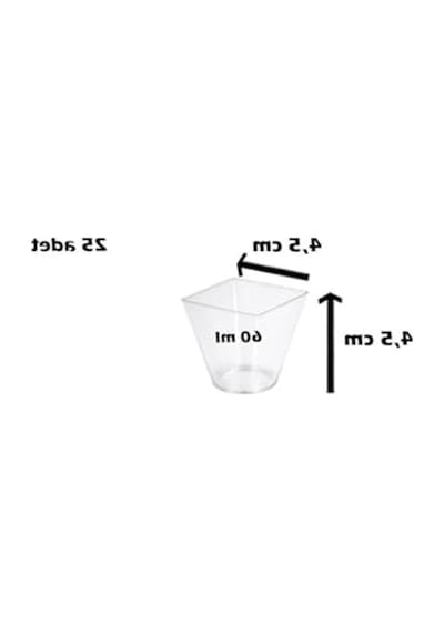 60 Ml Kapasiteli Şeffaf Plastik Mini Kare Sunum Kasesi, 25 Adet 15x9
