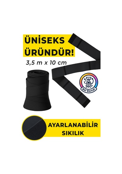 Elilom Waist Wrap Bel Korse Ayarlanabilir Cırtlı Bel Bandı Siyah Elılom
