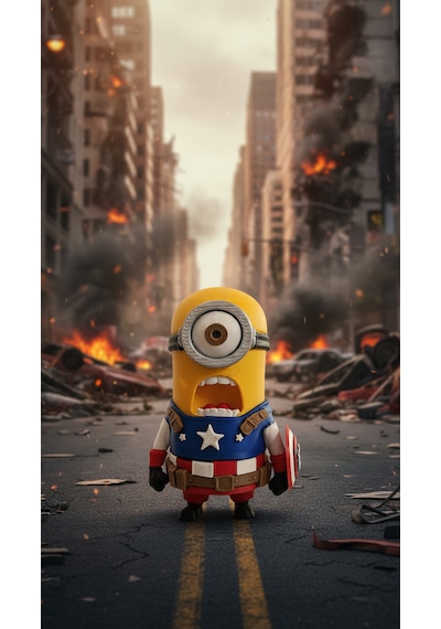 Kaptan Amerika Vs Minion Koleksiyon Hediylik Figür 14cm