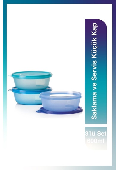 Saklama Ve Servis Küçük Kap 3'lü Set 600 Ml Mavi