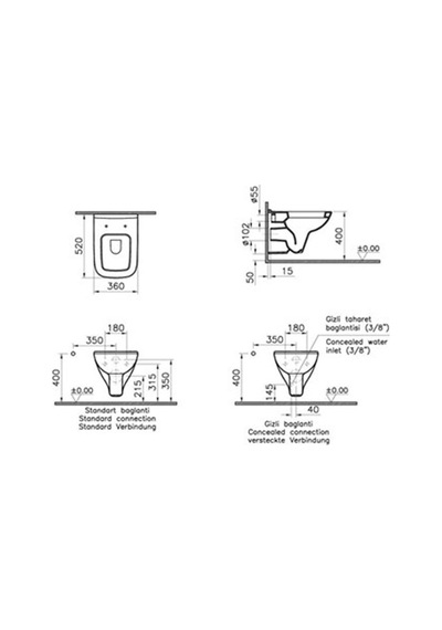 VitrA S20 Asma Klozet 52 cm 5507L003-0868