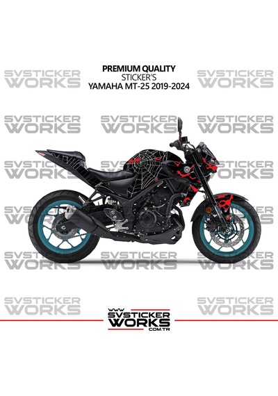 Yamaha Mt-25 Kaplama Sticker Crimson Web Design Motor Kaplama Modeli Hazır Kit 2019-2024 Uyumlu Siyah