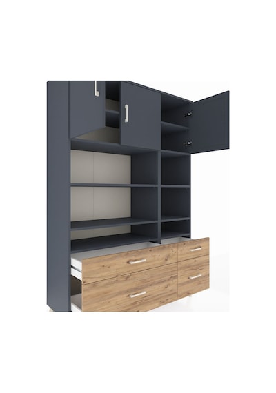 Hyperion Dolap 10 Raflı 4 Çekmeceli 3 Kapaklı 132x44x195 Antrasit-antrasit/çam Antrasıt/atlas Çam Hyperion Dolap 10 Raflı 4 Çekmeceli 3 Kapaklı 132x44x195 Antrasit-antrasit/çam Antrasıt/atlas Çam