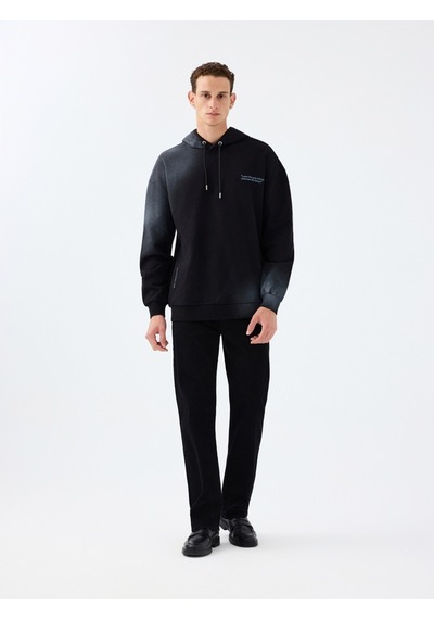 Oversize Fit Erkek Sweatshirt Siyah