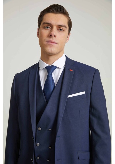 D's Damat Slim Fit Lacivert Armürlü Takim Elbise Yelekli 3efy5y512559m Lacivert