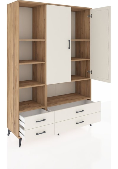 Hyperion Dolap 8 Raflı 4 Çekmeceli 2 Kapaklı 132x44x195 Çam-a... Çam Hyperion Dolap 8 Raflı 4 Çekmeceli 2 Kapaklı 132x44x195 Çam-a... Çam