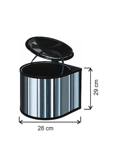 Banyo, Mutfak Dolabı İçi 11 Litre Metal Çöp Kovası – Krom, Tüm Dolaplara Uyumlu Tezgah Altı Çöp Kovası
