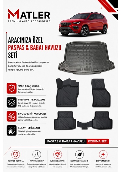 Seat Ateca 2019 Model 4d Ekstra Havuzlu Paspas Ve Bagaj Havuzu Set