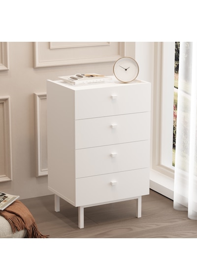 Robinhome Rhode Şifonyer 4 Çekmeceli Ahşap Ayaklı Beyaz