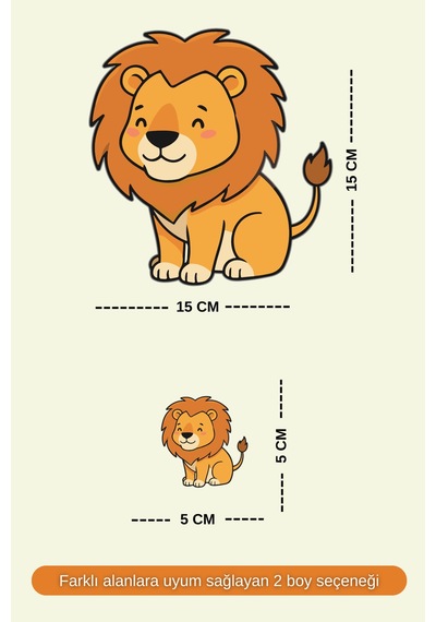 Aslan Temalı Çocuk Odası Sticker Seti 2 Farklı Boy Dolap Ve Duvar Dekoru Çok Renkli