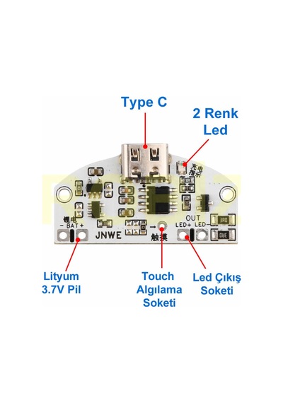 Type C Usb Besleme Dokunmatik Led Dimmer Modül 3.7v Lion Lityum Pil Şarj 3w Parlaklık Kontrol Anaht