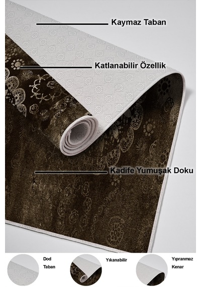 Dekoreko Kaymaz Taban Djt Salon Halısı Trend Modern 1999 Kahve