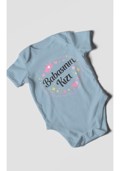 Morivokids Babasının Kızı Kısa Kollu Bebek Body %100 Pamuk Bebe Mavisi