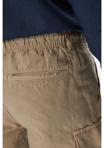 Lacoste Men's Relaxed Fit Brown Bermuda Shorts Erkek Kargo Cepli Rahat Kesim Pamuk Keten Şort Kahve