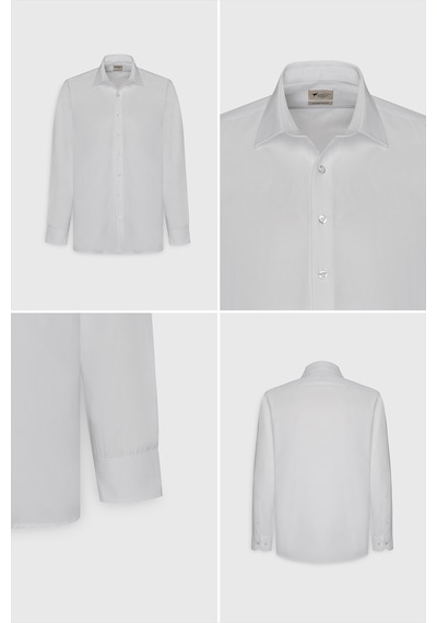 AC&Co / Altınyıldız Classics Ütülemesi Kolay Slim Fit Dar Kesim Klasik Yaka Pamuklu Erkek Gömlek Beyaz