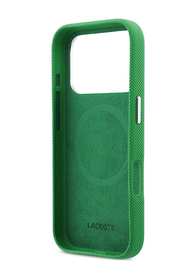 Apple iPhone 17 Pro Kılıf Lacoste Lisanslı M-safe Uyumlu Pvc Pike Desenli İkonik Timsah Logolu Kapak Yeşil