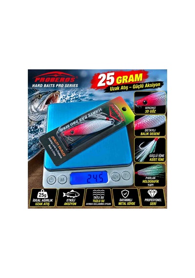 Proberos 25 Gr Jig Yem Uzak Atış Holografik Parlak Gövde Balık Deseni Ve Güçlü Aksiyon