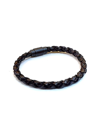 Shadow Weave İnce Örgü Hakiki Deri Erkek Bileklik Antrasit