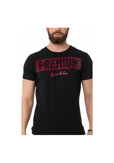 CT732 Taşlı Premium Siyah Tişört Siyah