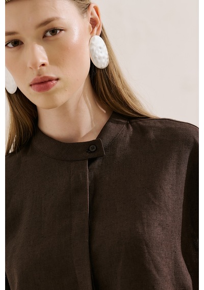 Manuka Keten Bomber Tarz Gömlek Acıkahve Ss26gml00021-23.6552