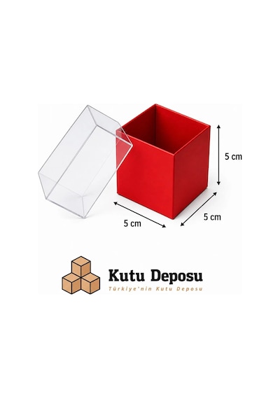 5x5x5 Cm Asetat Kapaklı Takı Kutusu-kırmızı Demonte 50 Adet