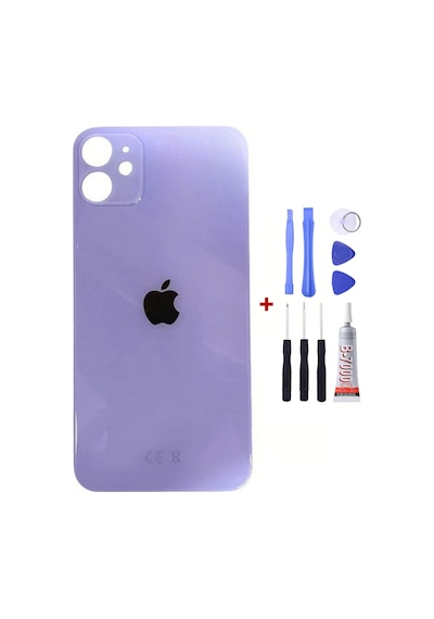 Apple Uyumlu iPhone 12 Mor Arka Cam Kapak Arka Pil Kapağı