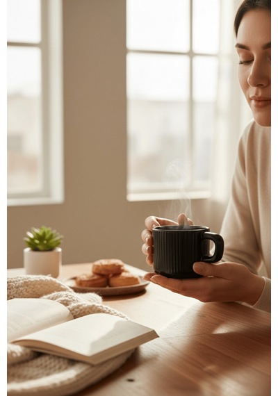 El Yapımı 260 Ml Siyah Parlak Seramik Mug Çay Kahve Kupası Mıt1301 siyah