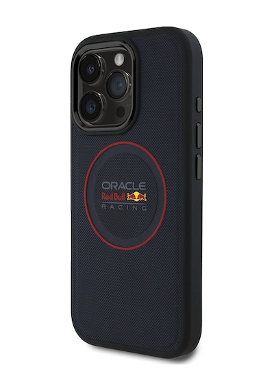Apple Uyumlu iPhone 16 Pro Max Kılıf Redbull Lisanslı Magsafe Kırmızı Halka Ve Logolu Deri Kapak Lacivert