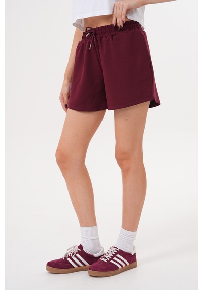 Genius Store Kadın Modal Şort Beli Lastikli Cepli Şort Modal-şort Bordo
