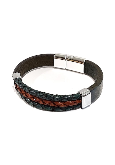 Nomad Leather Terra Force Yeşil & Taba Hakiki Deri Erkek Bileklik Çelik Mıknatıslı Kilit-50-537 Antrasit
