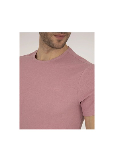 Pierre Cardin Bej Slim Fit Bisiklet Yaka Tişört Gülkurusu