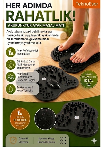 Siyah Akupunktur Ayak Masaj Mati Refleksoloji Baski Noktali Ayak Dinlendirme Minderi Model 41241241241241241241241243123 Çok Renkli