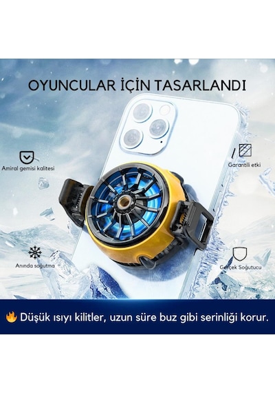 Coofbe 5500 Rpm Turbo Fan Işıklı Klipsli Buz Etkili Telefon Soğutucu Radyatör Tüm Telefonlara Uyumlu