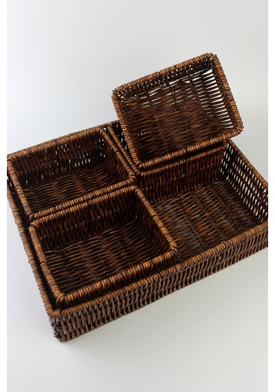5 Li Rattan Bölmeli Organizer Kutu