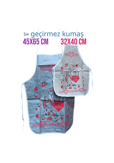 2'li Anne Kız Mutfak-boyama Önlüğü Seti Su Geçirmez Kumaş 32x40 Ve 45x65 Cm Ebatlar