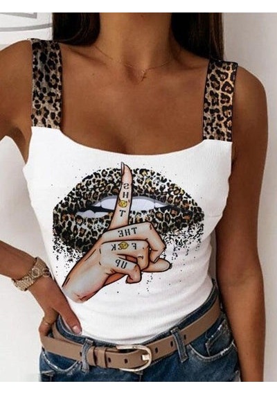 Etiler Collection Kadın Leopar Askılı Leopar Baskılı Mikro Kumaş Bluz Beyaz