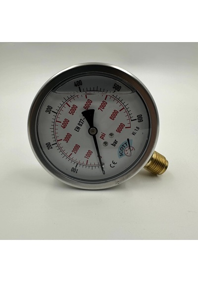 Ø 100 - 0 - 600 Bar 1/2 Gliserinli Alttan Çıkışlı Manometre
