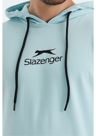 Slazenger Onca Erkek Kanguru Cepli Kapüşonlu Turkuaz Sweatshirt Turkuaz