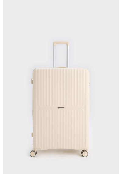 Defacto Unisex Sert Kapaklı Çekçekli Büyük Boy Valiz E7080axnser239 Ekru-er239
