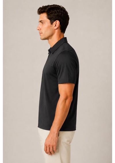 Alexander Gardi Teknik Kumaş Fermuarlı Polo T-shirt Siyah