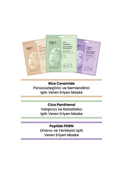 Dermal Pirinç Cica Ve Peptid Glow Eriyen Maske Seti Kore Maske Seti 34 Gr.
