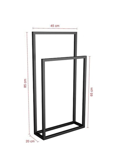Aju Havluluk Metal Ayaklı Askılık - Çift Katlı Havlu Kurutma Askısı - Banyo - Mutfak - Havuz Kenarı Mat Siyah